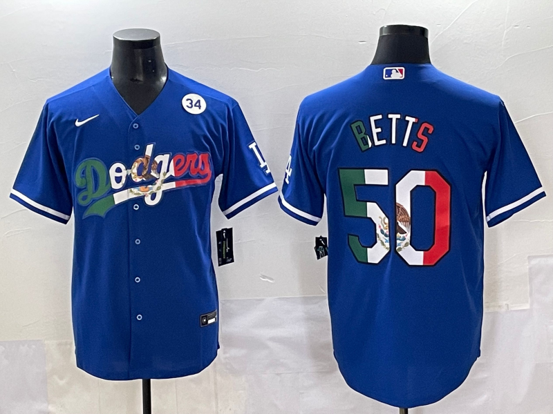 Men 2025 Los Angeles Dodgers #50 Betts Blue Nike 2025 MLB All Star Jersey style 005